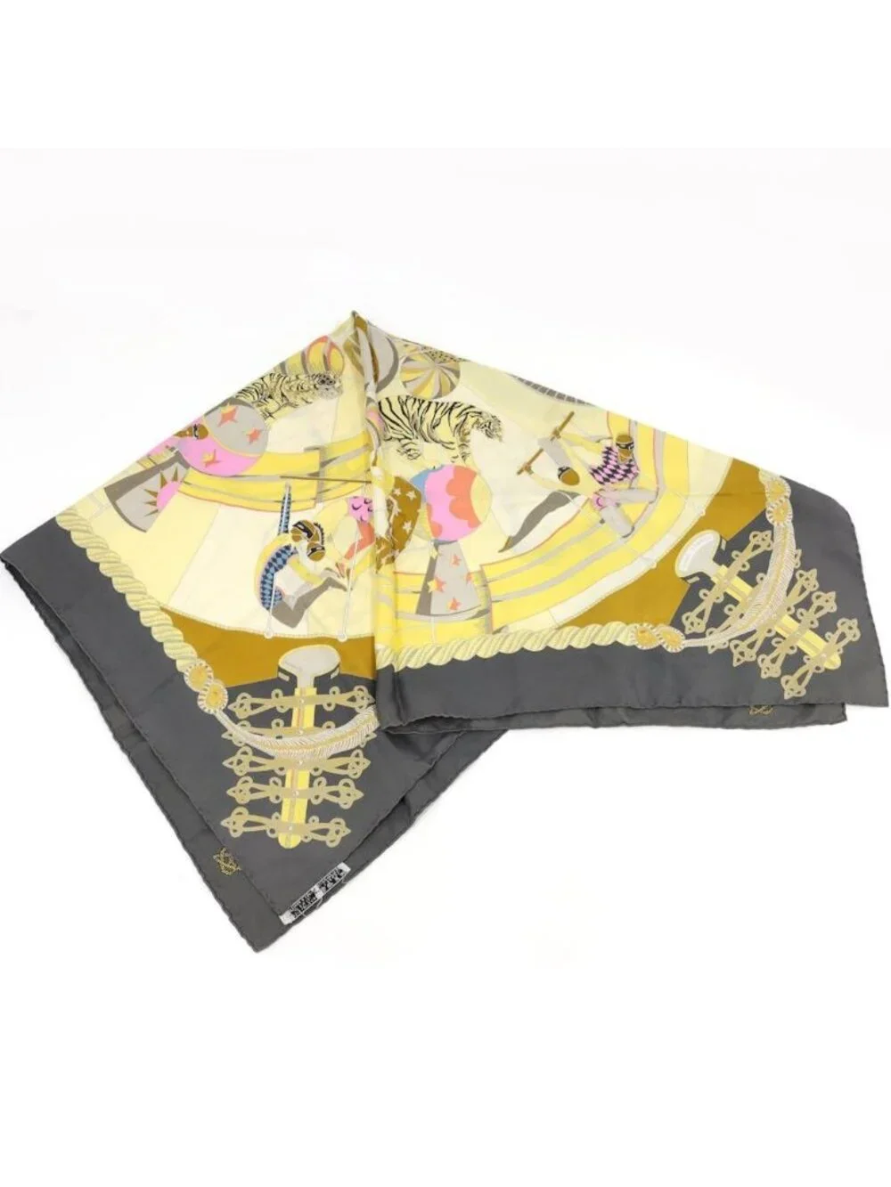 Hermes Carre 90 Scarf Circus Silk 100% Gray Xmulticolor